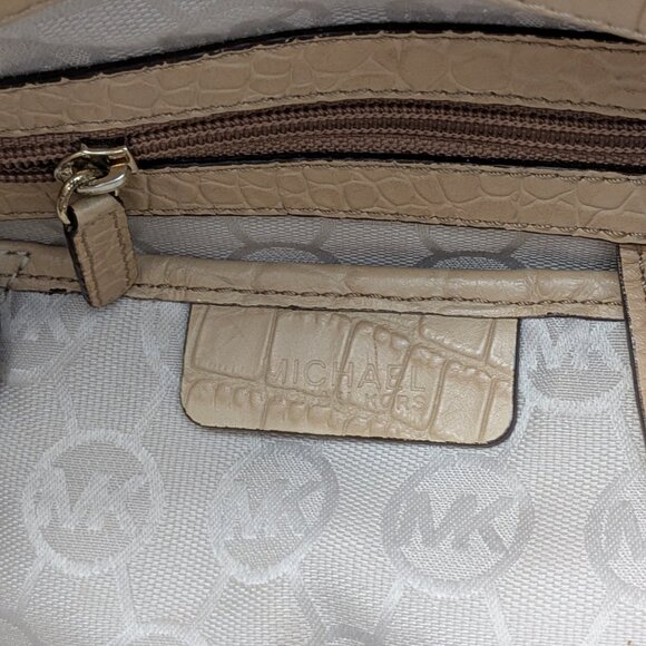 MICHAEL KORS Beige Croco Large Hamilton Whip-Stitch Chain Shoulder Bag  Satchel - Picture 9 of 15